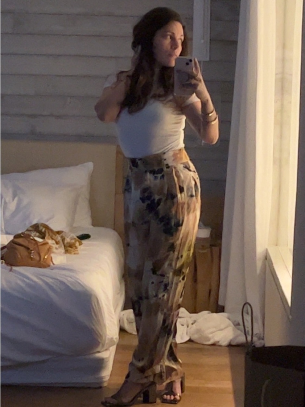 Zara High-Waist Satin tie dye balloon slacks. Wide leg or button cuff. DEADSTOCK